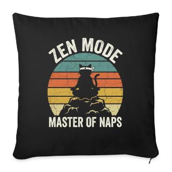 Zen Mode Master of Naps Funny Cat Retro Sunset - Sofa pillowcase 17,3'' x 17,3'' (45 x 45 cm) - black - Front