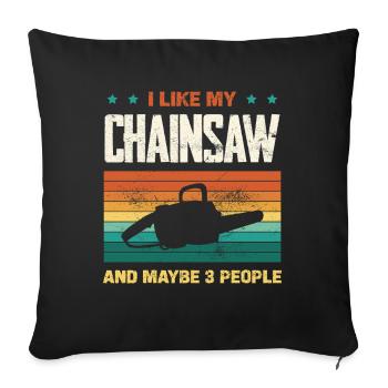 Chainsaw humor in retro rainbow - Sofa pillowcase 17,3'' x 17,3'' (45 x 45 cm) - black - Front