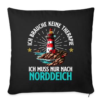 North Sea NEED NO THERAPY MUST GO TO NORDDEICH - Sofa pillowcase 17,3'' x 17,3'' (45 x 45 cm) - black - Front