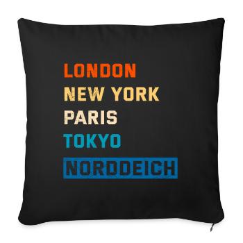 Vacances de la mer du Nord LONDRES, NEW YORK, PARIS NORDDEICH - Housse de coussin décorative 45 x 45 cm - noir - Devant