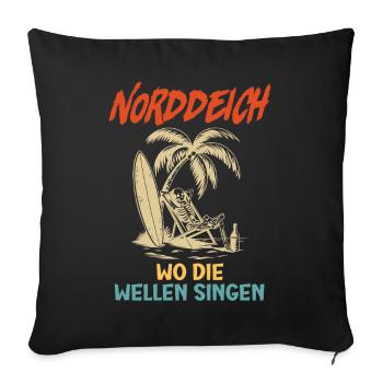 NORDDEICH WHERE THE WAVES SING Funny - Sofa pillowcase 17,3'' x 17,3'' (45 x 45 cm) - black - Front