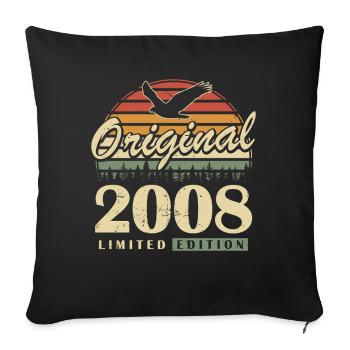 Anniversaire vintage Vintage Né Rétro Vintage 2008 - Housse de coussin décorative 45 x 45 cm - noir - Devant