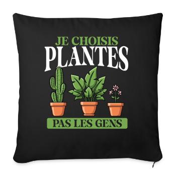 Je Choisis Plantes Pas Humains Lustiger - Housse de coussin décorative 45 x 45 cm - noir - Devant