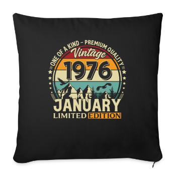 50e anniversaire Millésime janvier 1976 - Housse de coussin décorative 45 x 45 cm - noir - Devant