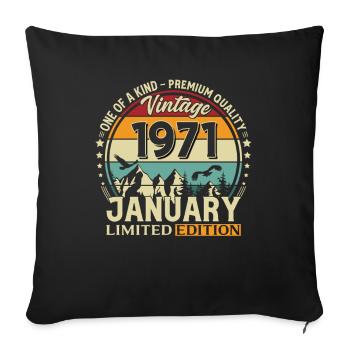 55e anniversaire millésime janvier 1971 - Housse de coussin décorative 45 x 45 cm - noir - Devant