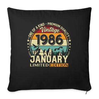 40e anniversaire Millésime de janvier 1986 - Housse de coussin décorative 45 x 45 cm - noir - Devant