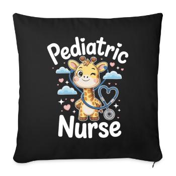 Pediatric giraffe with stethoscope - Sofa pillowcase 17,3'' x 17,3'' (45 x 45 cm) - black - Front