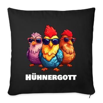 Funny Chickens Chicken God - Sofa pillowcase 17,3'' x 17,3'' (45 x 45 cm) - black - Front
