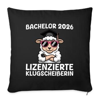 Examen de licence Bachelor 2026 en moutons réussi - Housse de coussin décorative 45 x 45 cm - noir - Devant