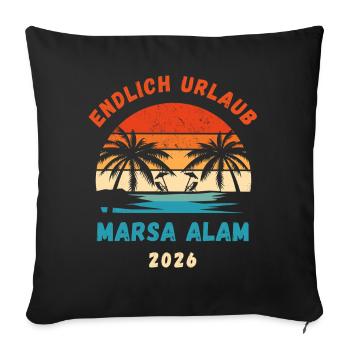 Endlich Urlaub Marsa Alam 2026 Ägypten - Sofakissenbezug 45 x 45 cm - Schwarz - Vorne