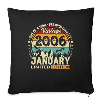 20th Birthday Vintage January Vintage 2006 - Sofa pillowcase 17,3'' x 17,3'' (45 x 45 cm) - black - Front