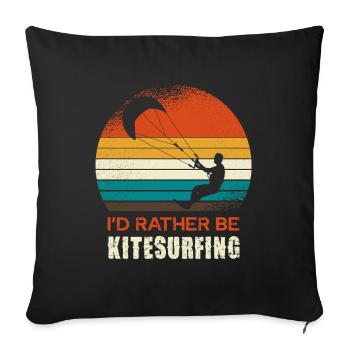 Kitesurfing Retro Circle Design - Sofa pillowcase 17,3'' x 17,3'' (45 x 45 cm) - black - Front