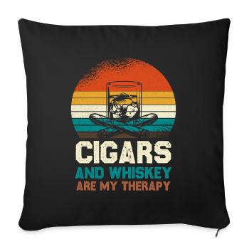Thérapie Cigares et Whiskey Rétro - Housse de coussin décorative 45 x 45 cm - noir - Devant