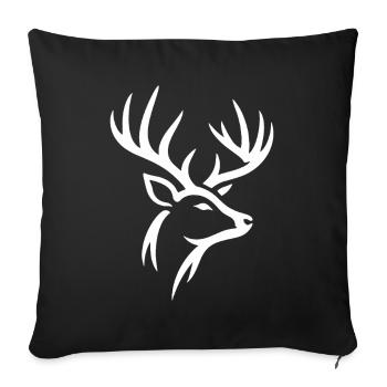 Hirschkopf - Housse de coussin décorative 45 x 45 cm - noir - Devant