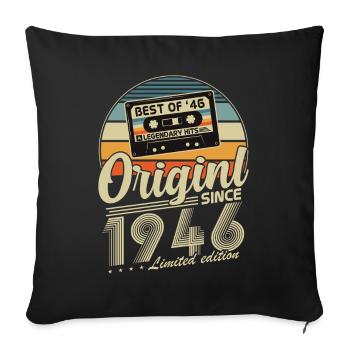 Original 1946 Vintage Anniversaire Rétro - Housse de coussin décorative 45 x 45 cm - noir - Devant
