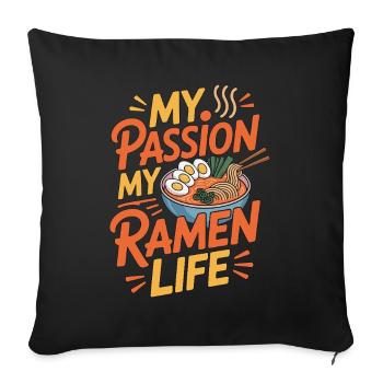 Ramen Ma passion Ma vie de Ramen J’adore la cuisine japonaise - Housse de coussin décorative 45 x 45 cm - noir - Devant