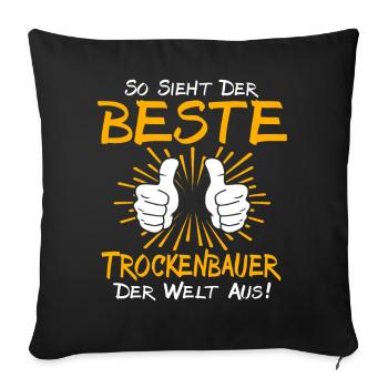 Drywall Builder Gift Idea - Sofa pillowcase 17,3'' x 17,3'' (45 x 45 cm) - black - Front