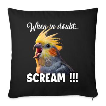 Drôle de T de calopsitte, mème de l’oiseau hurlant - Housse de coussin décorative 45 x 45 cm - noir - Devant
