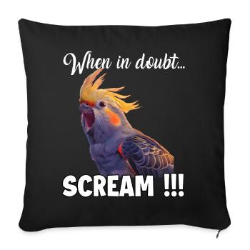 Cockatiel Meme T, funny screaming nymph - Sofa pillowcase 17,3'' x 17,3'' (45 x 45 cm) - black - Front