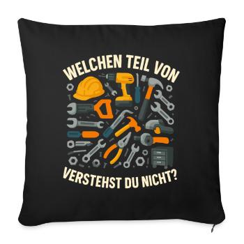 Chaos d’outils, quelle partie dit drôle - Housse de coussin décorative 45 x 45 cm - noir - Devant