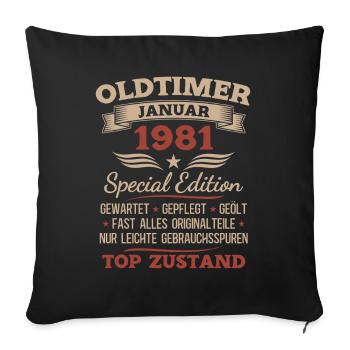 45th Birthday Gift Classic Car January 1981 - Sofa pillowcase 17,3'' x 17,3'' (45 x 45 cm) - black - Front