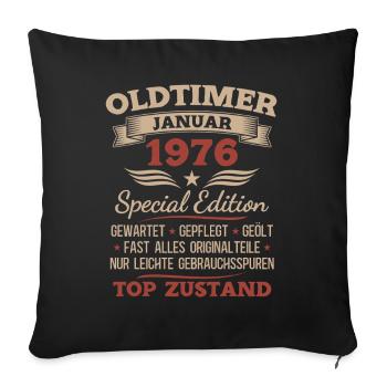 50. Geburtstag Geschenk Oldtimer Januar 1976 - Sofakissenbezug 45 x 45 cm - Schwarz - Vorne