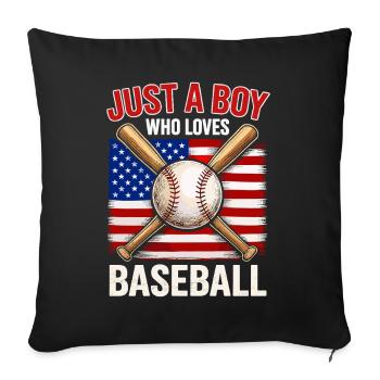 Boy loves baseball and flag - Sofa pillowcase 17,3'' x 17,3'' (45 x 45 cm) - black - Front