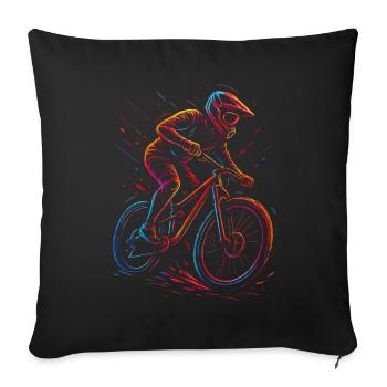 VTT Descente Freeride - Housse de coussin décorative 45 x 45 cm - noir - Devant