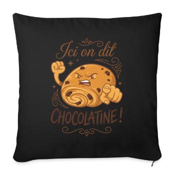 Here we say chocolatine! - Sofa pillowcase 17,3'' x 17,3'' (45 x 45 cm) - black - Front