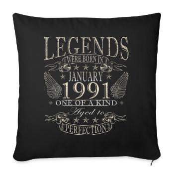 35e anniversaire Millésime de janvier 1991 - Housse de coussin décorative 45 x 45 cm - noir - Devant