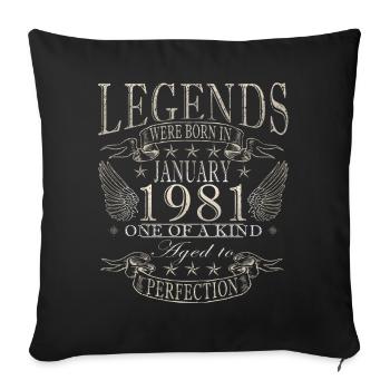 45th Birthday Original January 1981 - Sofa pillowcase 17,3'' x 17,3'' (45 x 45 cm) - black - Front