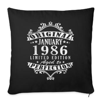 Anniversaire janvier 1986 Cadeau Vintage Limited - Housse de coussin décorative 45 x 45 cm - noir - Devant