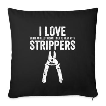 J’adore les Strippers Drôle d’électricien - Housse de coussin décorative 45 x 45 cm - noir - Devant