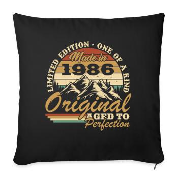 1986 Vintage Rétro Cadeau D'anniversaire - Housse de coussin décorative 45 x 45 cm - noir - Devant