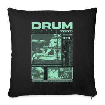 Batteur rock Drumplayer Streetwear - Housse de coussin décorative 45 x 45 cm - noir - Devant