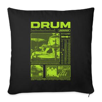 Rock Drummer Drum Player Streetwear - Sofa pillowcase 17,3'' x 17,3'' (45 x 45 cm) - black - Front