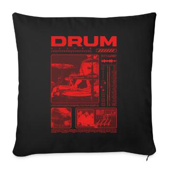 Batteur rock Drumplayer Streetwear - Housse de coussin décorative 45 x 45 cm - noir - Devant