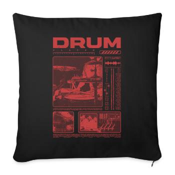 Rock Drummer Drum Player Streetwear - Sofa pillowcase 17,3'' x 17,3'' (45 x 45 cm) - black - Front