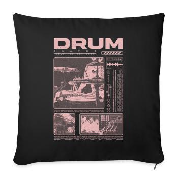 Rock Drummer Drum Player Streetwear - Sofa pillowcase 17,3'' x 17,3'' (45 x 45 cm) - black - Front