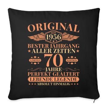 70e anniversaire de Vintage Born Legend 1956 - Housse de coussin décorative 45 x 45 cm - noir - Devant