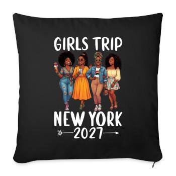 Voyage des filles à New York 2027 - Housse de coussin décorative 45 x 45 cm - noir - Devant