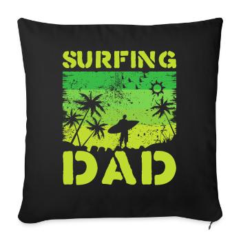 Surfing Dad Retro Green - Sofa pillowcase 17,3'' x 17,3'' (45 x 45 cm) - black - Front