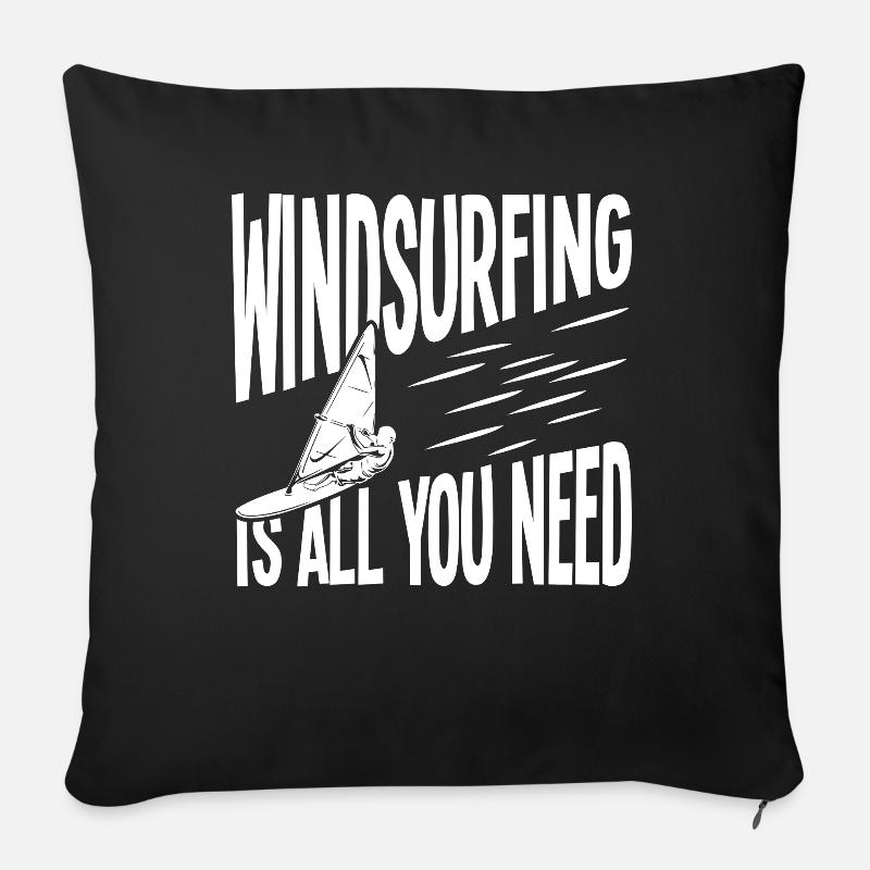 Windsurfen: Alles, was du brauchst - Sofakissenbezug 45 x 45 cm - Schwarz