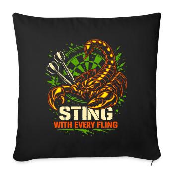 Darts | Sting with every Fling - Skorpion - Sofa pillowcase 17,3'' x 17,3'' (45 x 45 cm) - black - Front