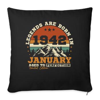 Janvier 1942 Vintage Rétro Cadeau D'anniversaire - Housse de coussin décorative 45 x 45 cm - noir - Devant