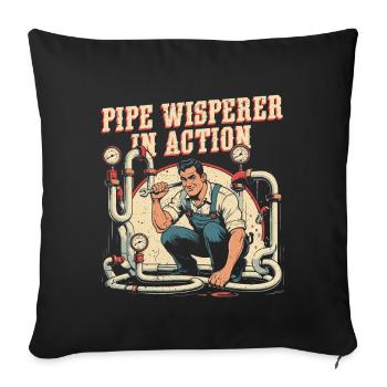 Pipe Layer Pipe Builder Pipe Whisperer - Sofa pillowcase 17,3'' x 17,3'' (45 x 45 cm) - black - Front
