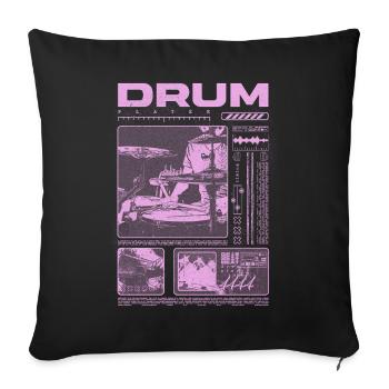 Batteur rock Drumplayer Streetwear - Housse de coussin décorative 45 x 45 cm - noir - Devant