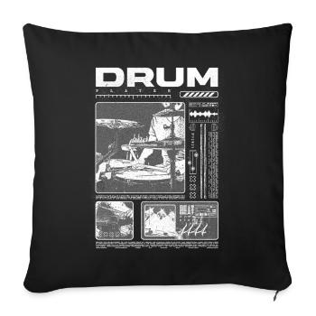 Rock Drummer Drum Player Streetwear - Sofa pillowcase 17,3'' x 17,3'' (45 x 45 cm) - black - Front