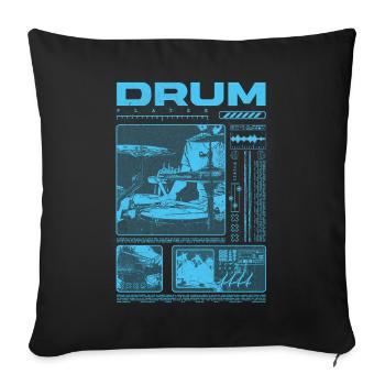 Batteur rock Drumplayer Streetwear - Housse de coussin décorative 45 x 45 cm - noir - Devant