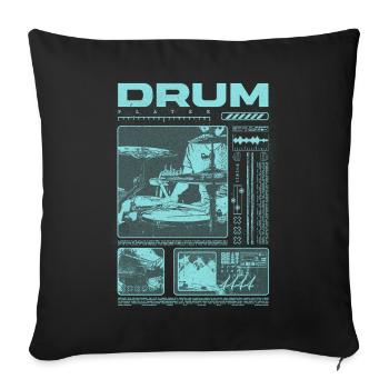 Rock Drummer Drum Player Streetwear - Sofa pillowcase 17,3'' x 17,3'' (45 x 45 cm) - black - Front
